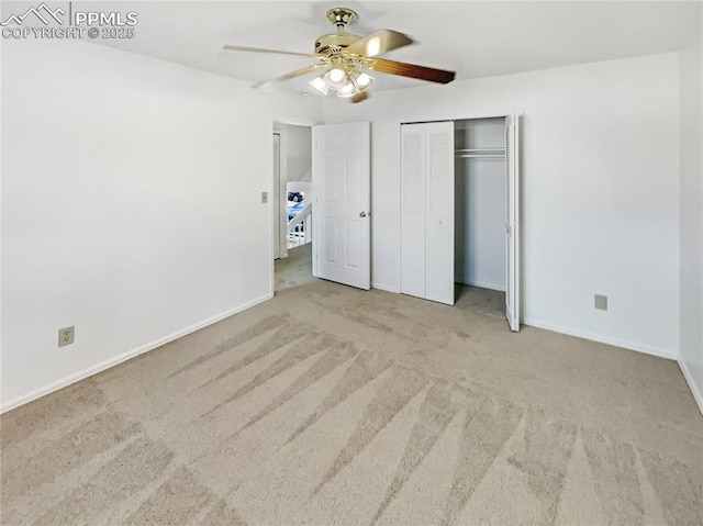 8193 Horizon Dr, Colorado Springs, CO 80920 - unfurnished bedroom with carpet, baseboards, a closet, and ceiling fan