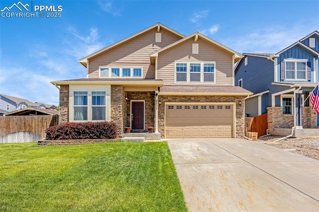 8004 Brittinger Way, Colorado Springs, CO 80951 - view of front of house featuring concrete driveway, an attached garage, and stone siding