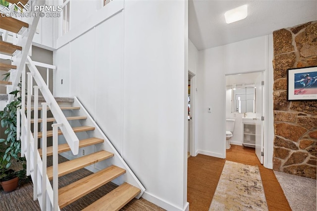 3 Heather Cir, Colorado Springs, CO 80906 - staircase featuring carpet flooring