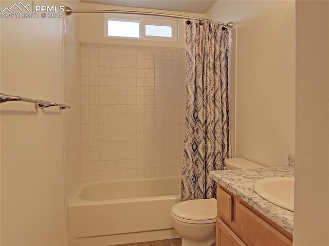 20 Swope Ave, Colorado Springs, CO 80909 - bathroom with toilet, vanity, and shower / tub combo with curtain