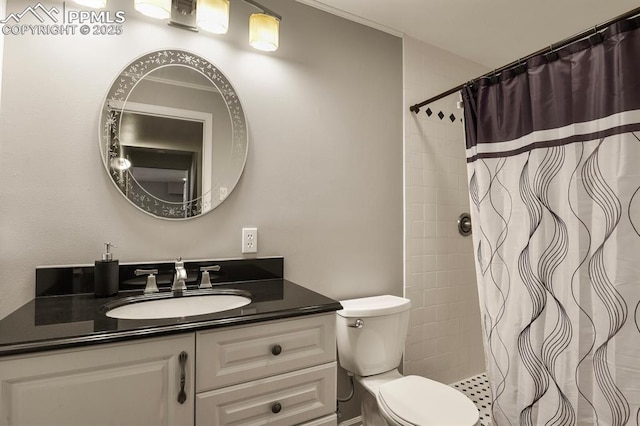 6557 Many Moon Dr, Colorado Springs, CO 80923 - full bath featuring vanity, toilet, and tiled shower