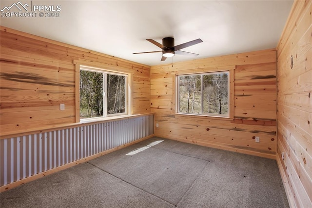 621 Yorktown Rd, Cripple Creek, CO 80863 - carpeted spare room with healthy amount of natural light, wood walls, and a ceiling fan