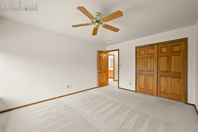 8110 Routt Ct, Colorado Springs, CO 80919 - unfurnished bedroom featuring light carpet, a closet, and ceiling fan