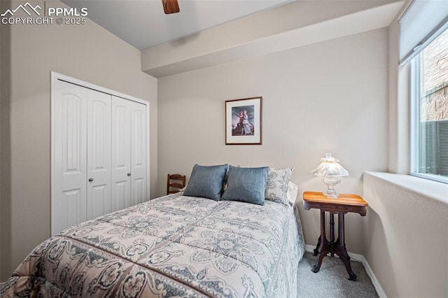 6678 Bethesda Pt Unit C, Colorado Springs, CO 80918 - bedroom featuring carpet floors, a closet, and ceiling fan