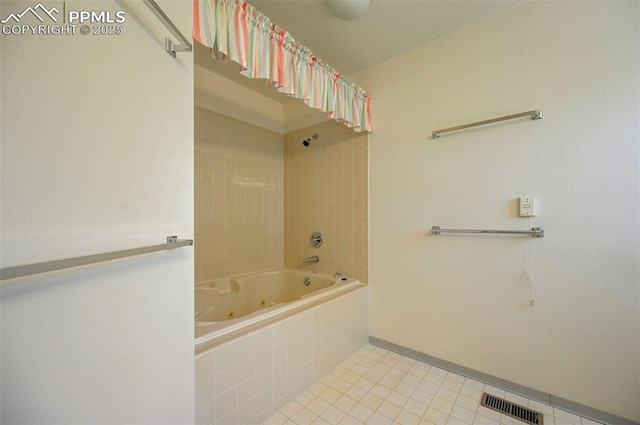 2609 Freedom Hts, Colorado Springs, CO 80904 - full bathroom with a combined bath / shower with jetted tub, tile patterned floors, and baseboards