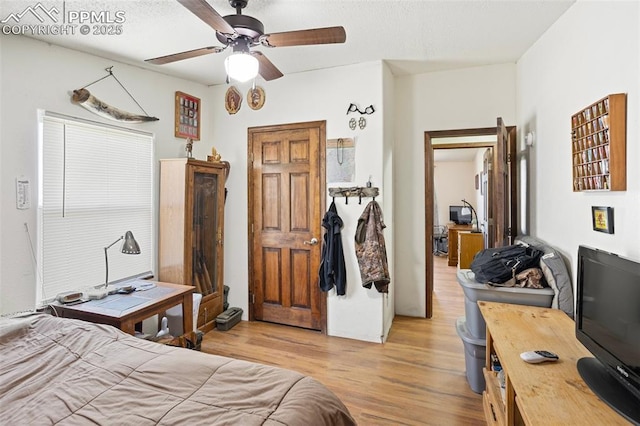 9180 S Rush Rd, Rush, CO 80833 - bedroom with light wood finished floors and ceiling fan