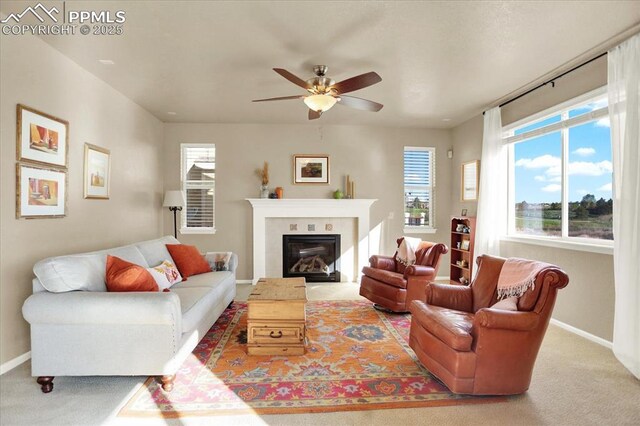 9773 Beryl Dr, Peyton, CO 80831 - living room featuring carpet, baseboards, and plenty of natural light
