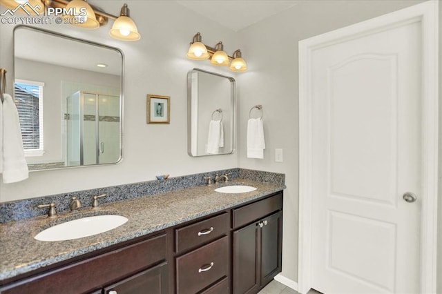 9773 Beryl Dr, Peyton, CO 80831 - bathroom with a shower stall and double vanity