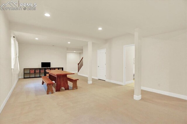 9773 Beryl Dr, Peyton, CO 80831 - rec room with recessed lighting, carpet flooring, and baseboards