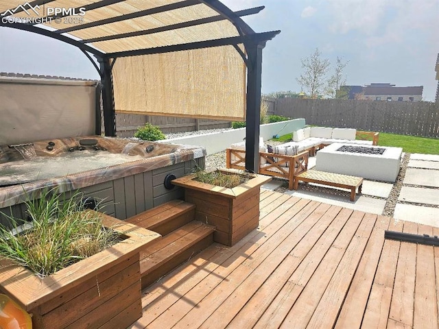 4017 Notch Trl, Colorado Springs, CO 80924 - deck featuring an outdoor living space with a fire pit and a pergola