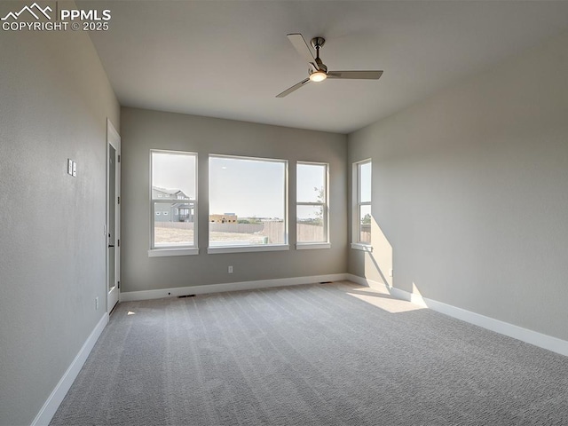 4017 Notch Trl, Colorado Springs, CO 80924 - spare room with a ceiling fan, baseboards, and light colored carpet