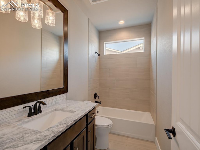 4017 Notch Trl, Colorado Springs, CO 80924 - bathroom with vanity, toilet, and shower / bath combination
