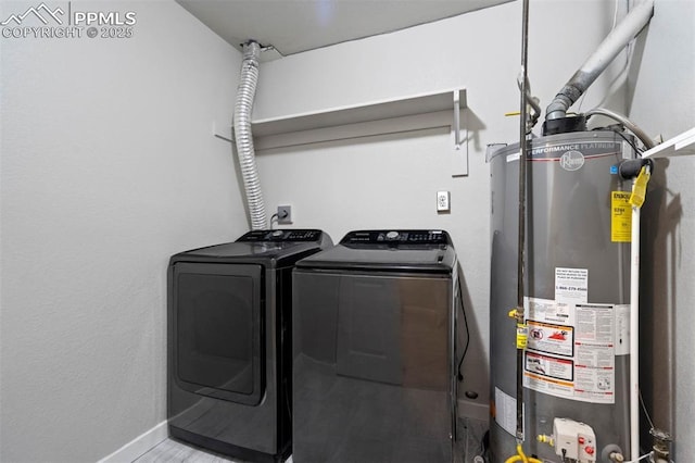 1210 Westend Ave, Colorado Springs, CO 80904 - washroom with water heater, separate washer and dryer, and baseboards