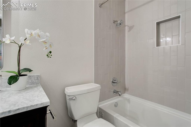 5208 Pinon Valley Rd, Colorado Springs, CO 80919 - bathroom with vanity, toilet, and tub / shower combination