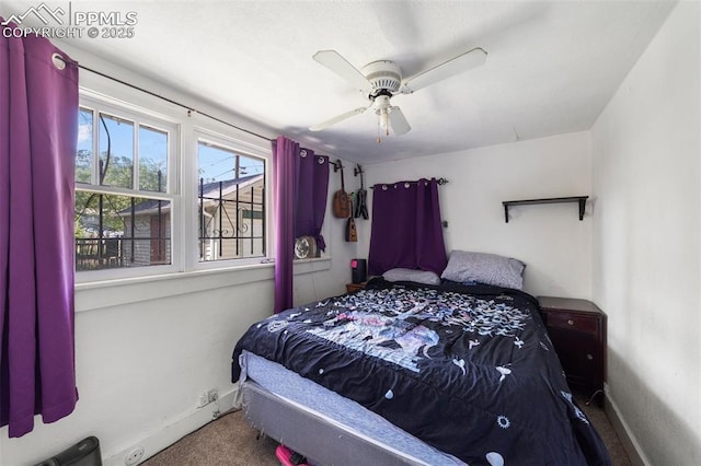 1416 S Wahsatch Ave, Colorado Springs, CO 80905 - bedroom with carpet floors, baseboards, and a ceiling fan