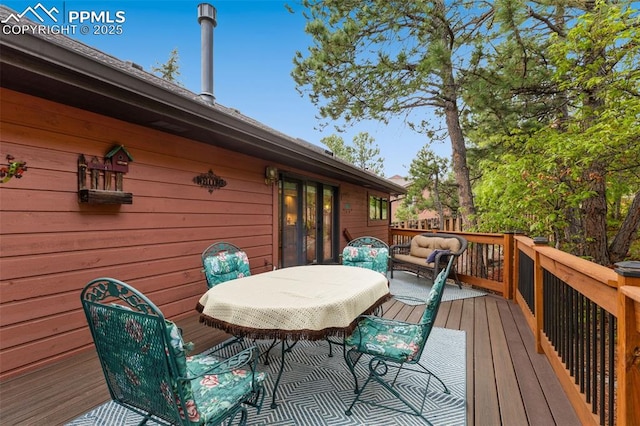 720 Popes Valley Dr, Colorado Springs, CO 80919 - wooden terrace with outdoor dining space