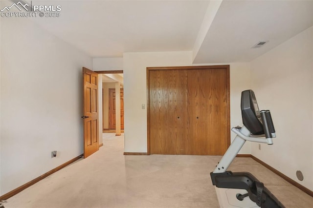 720 Popes Valley Dr, Colorado Springs, CO 80919 - workout area featuring light carpet and baseboards