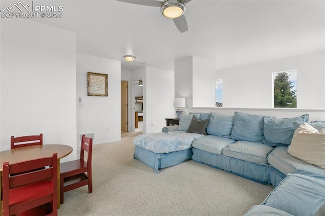 7711 Menagerie Ln, Colorado Springs, CO 80923 - living area featuring carpet floors and ceiling fan