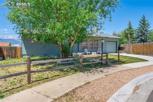 3510 Jon St, Colorado Springs, CO 80907 - ranch-style house featuring a fenced front yard, driveway, and a garage