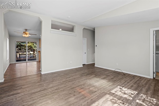 4686 Gray Fox Hts, Colorado Springs, CO 80922 - empty room with ceiling fan, wood finished floors, and baseboards