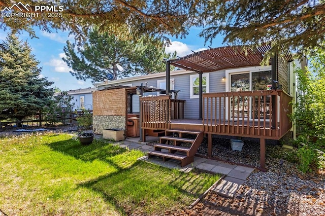 4686 Gray Fox Hts, Colorado Springs, CO 80922 - wooden deck featuring a yard
