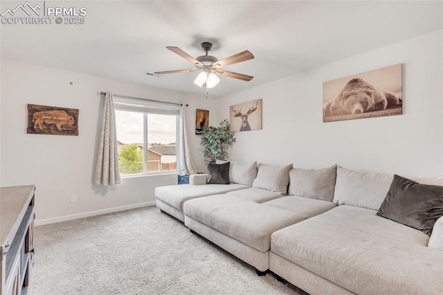 10140 Seawolf Dr, Colorado Springs, CO 80925 - carpeted living area featuring baseboards and ceiling fan