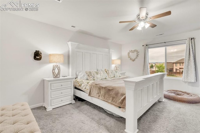 10140 Seawolf Dr, Colorado Springs, CO 80925 - bedroom featuring light carpet, ceiling fan, and baseboards