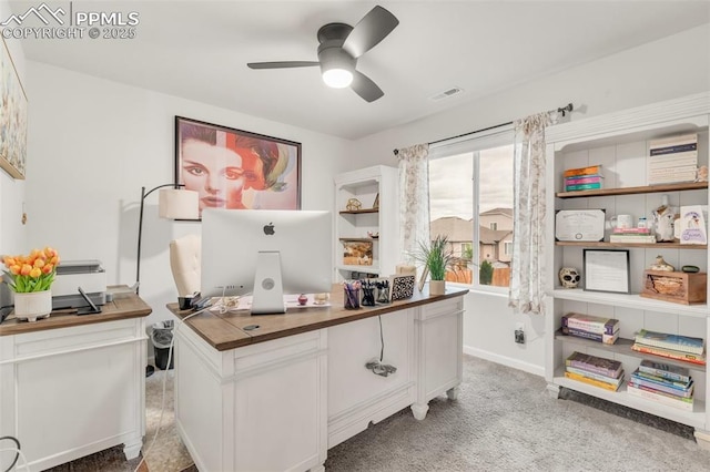 10140 Seawolf Dr, Colorado Springs, CO 80925 - office with a ceiling fan, light colored carpet, and baseboards