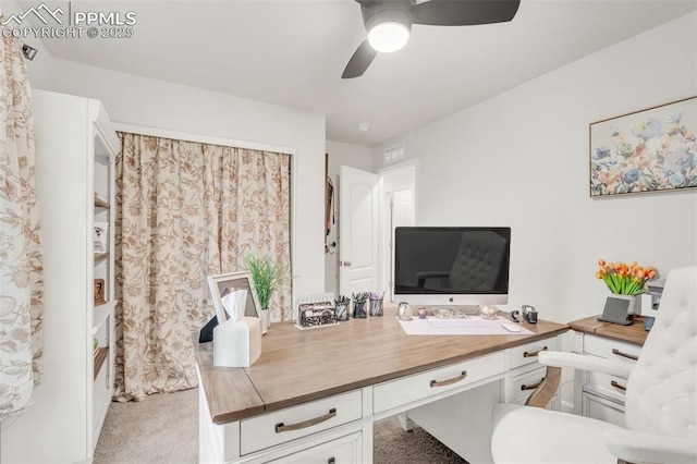 10140 Seawolf Dr, Colorado Springs, CO 80925 - office area with ceiling fan and light colored carpet