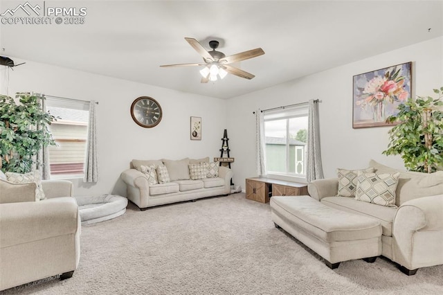 10140 Seawolf Dr, Colorado Springs, CO 80925 - living room with plenty of natural light, carpet floors, and a ceiling fan