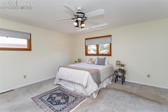6331 Mesedge Dr, Colorado Springs, CO 80919 - bedroom featuring light carpet, baseboards, and ceiling fan
