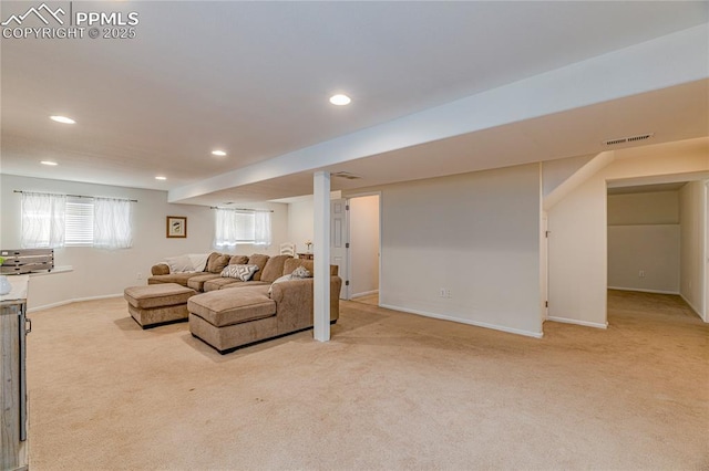 6463 Binder Dr, Colorado Springs, CO 80923 - living area with light colored carpet, recessed lighting, and baseboards