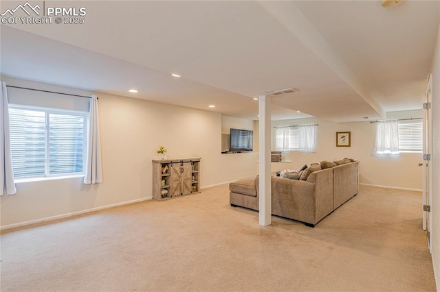 6463 Binder Dr, Colorado Springs, CO 80923 - living room featuring carpet, recessed lighting, and baseboards