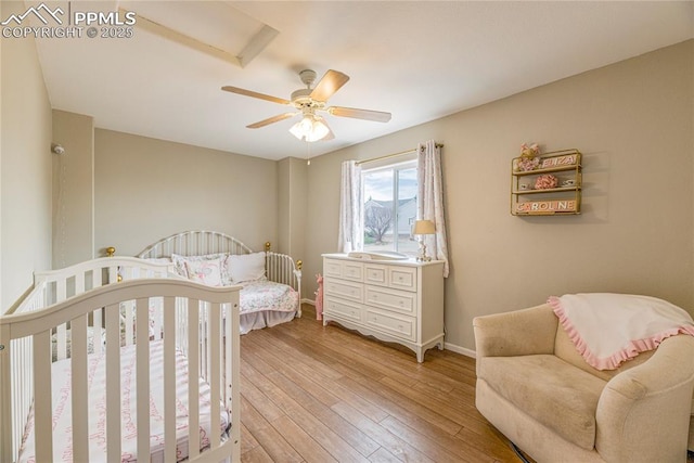 6463 Binder Dr, Colorado Springs, CO 80923 - bedroom featuring light wood finished floors, baseboards, and a ceiling fan