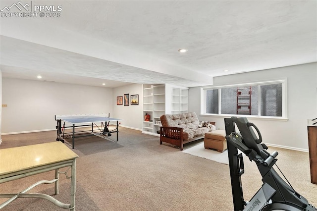 6 3rd St, Colorado Springs, CO 80906 - rec room featuring baseboards, carpet, and recessed lighting
