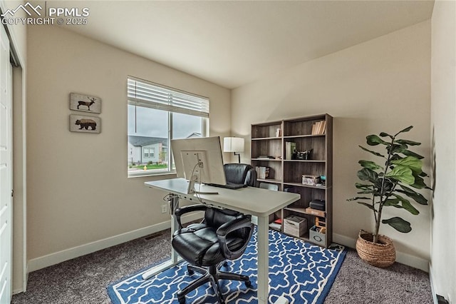 12670 Granite Ridge Dr, Peyton, CO 80831 - office area featuring carpet flooring and baseboards