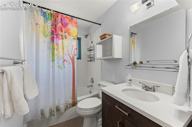 2321 N Meade Ave, Colorado Springs, CO 80907 - bathroom with vanity, shower / bath combination with curtain, and toilet