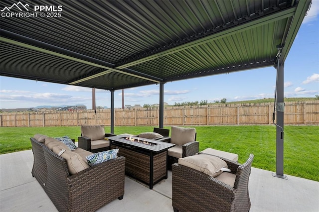 10442 Beckham St, Peyton, CO 80831 - view of patio featuring an outdoor living space with a fire pit