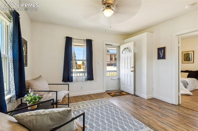 133 W Golden Ave, Cripple Creek, CO 80813 - entrance foyer featuring wood finished floors, baseboards, and a ceiling fan