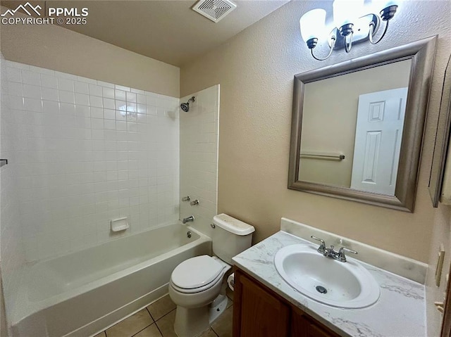 5185 Balsam St, Colorado Springs, CO 80923 - full bath featuring vanity, toilet, shower / bath combination, and tile patterned flooring