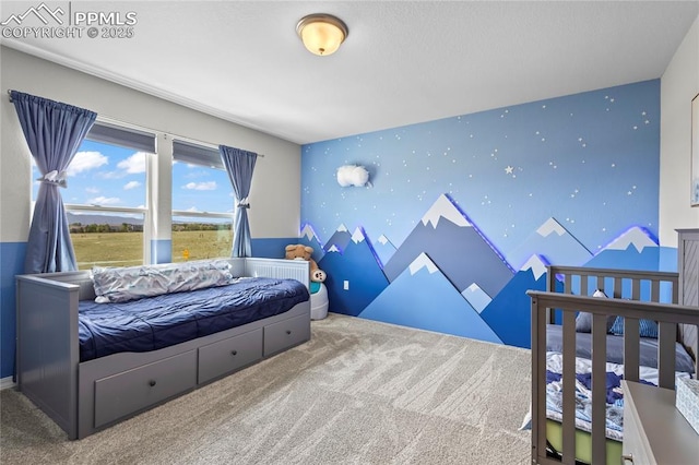 8442 Noreen Falls Dr, Colorado Springs, CO 80924 - carpeted bedroom featuring an accent wall and wallpapered walls
