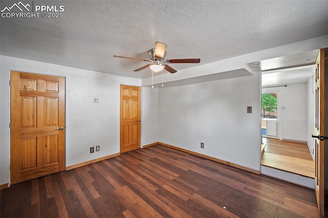 1515 W Boulder St, Colorado Springs, CO 80904 - empty room featuring wood finished floors, a ceiling fan, baseboards, and a textured ceiling