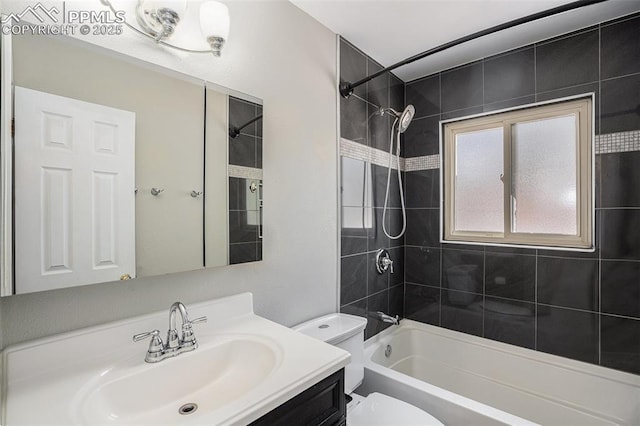 1125 Moffat Cir, Colorado Springs, CO 80915 - bathroom with shower / washtub combination, toilet, and vanity