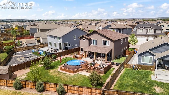 7656 Peachleaf Dr, Colorado Springs, CO 80925 - aerial perspective of suburban area with a pool
