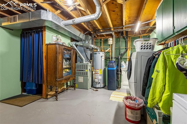 2115 Rangeview Dr, Pueblo, CO 81008 - unfinished basement with water heater, a water softener, and heating unit