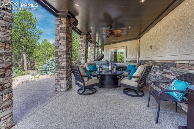 14745 Millhaven Pl, Colorado Springs, CO 80908 - view of patio with a ceiling fan and an outdoor hangout area