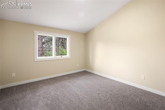 595 Wintery Cir, Colorado Springs, CO 80919 - empty room featuring carpet flooring, baseboards, and lofted ceiling