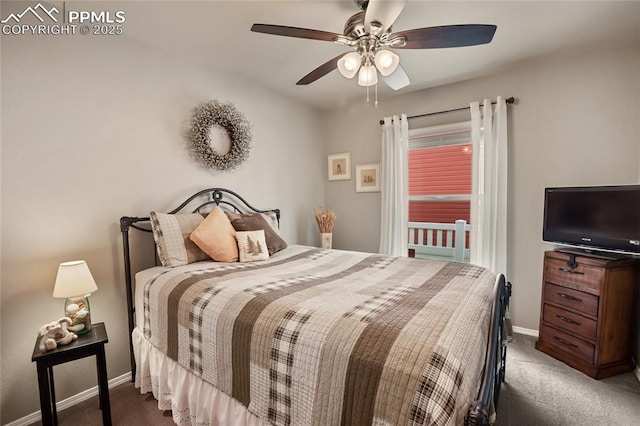 7833 Bengali Ln, Colorado Springs, CO 80923 - bedroom with carpet flooring, baseboards, and ceiling fan