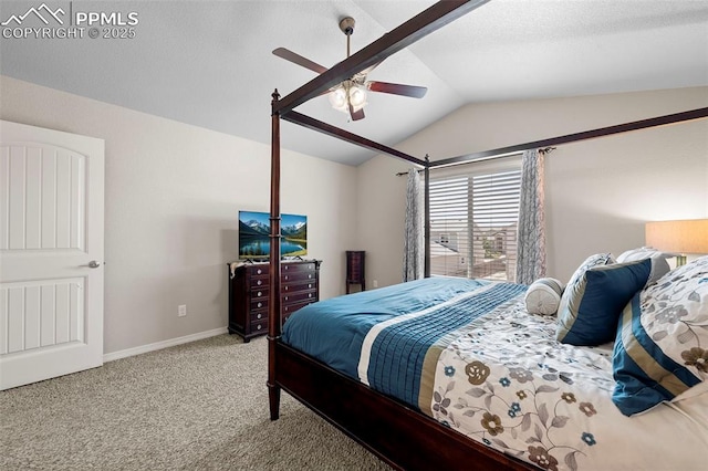 7856 Calabash Rd, Colorado Springs, CO 80908 - bedroom featuring lofted ceiling, carpet, and ceiling fan