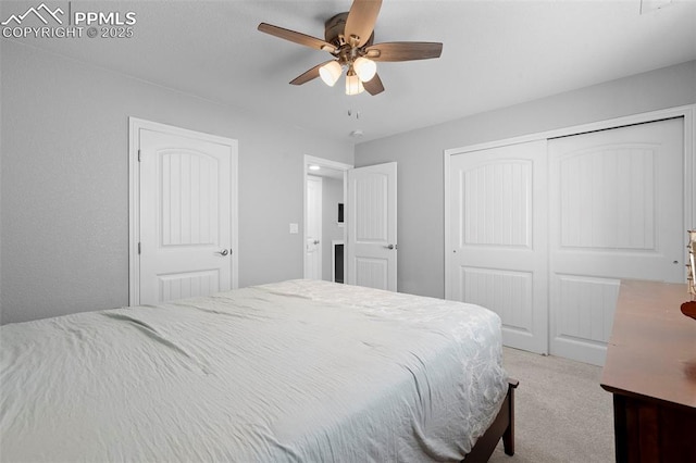 7856 Calabash Rd, Colorado Springs, CO 80908 - carpeted bedroom with a ceiling fan and a closet